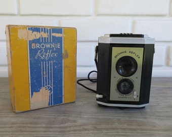 Antique Brownie Reflex camera with original box, vintage camera, photographer gift