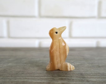 Vintage miniature stone penguin, cute tiny seabird, fairy garden accessories