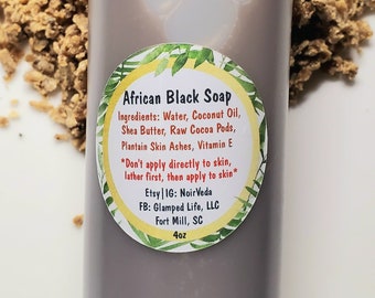 Liquid Raw African Black SOAP| Face, Body & Hair Wash Shampoo| Scented or Unscented