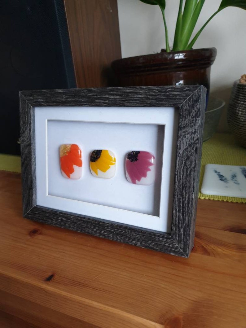 Fused glass flower inspired framed picture. image 5