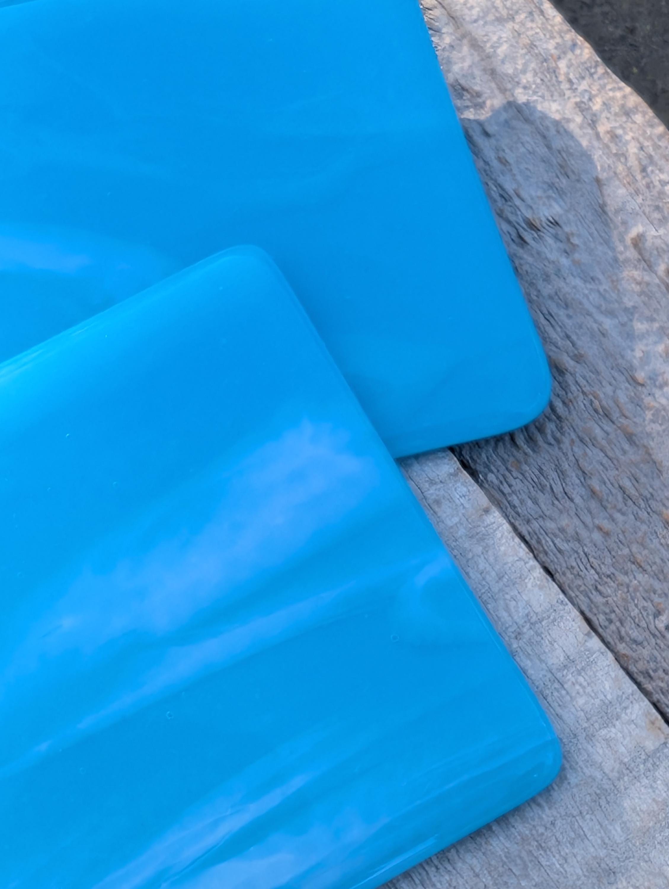 Handcrafted Fused Glass Coasters: Sky Blue and clouds