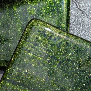 Handcrafted Aventurine Green Fused Glass Coasters: Sparkling Drink Coasters