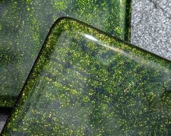 Handcrafted Aventurine Green Fused Glass Coasters: Sparkling Drink Coasters
