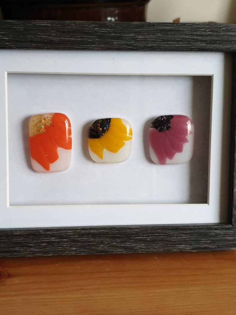 Fused glass flower inspired framed picture. image 2