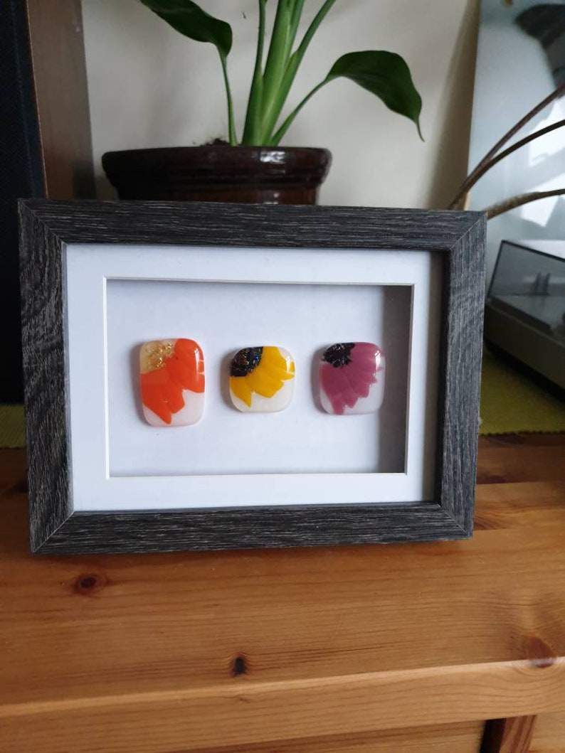 Fused glass flower inspired framed picture. image 3
