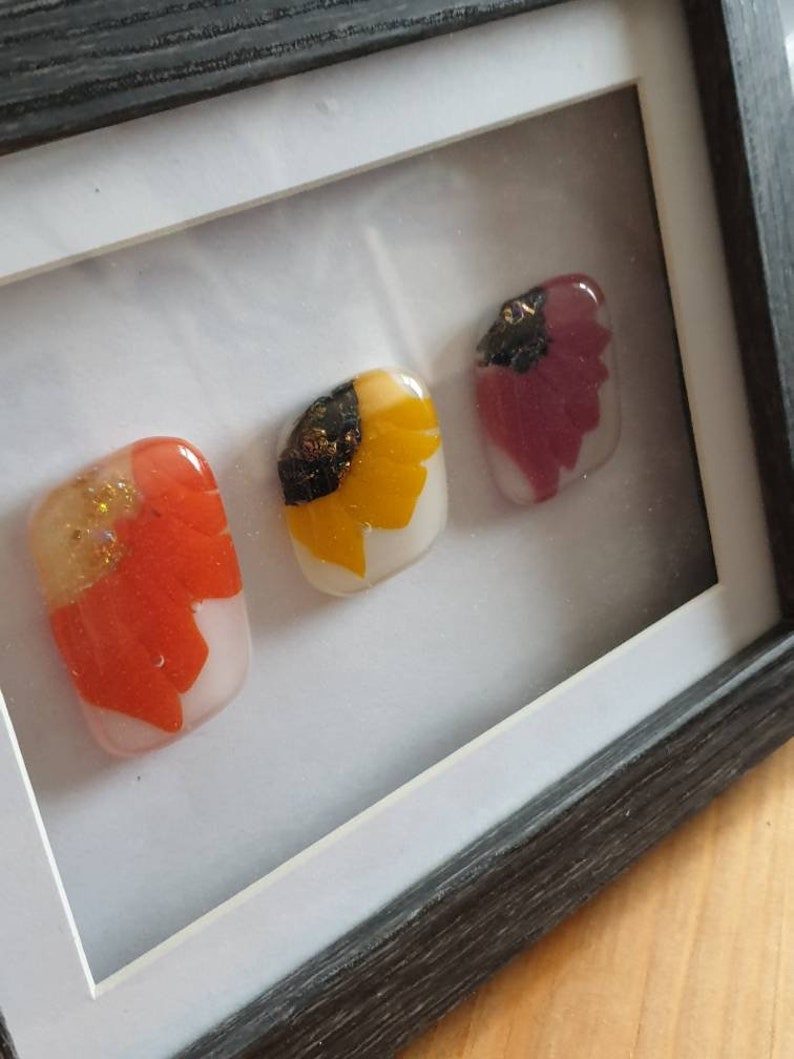 Fused glass flower inspired framed picture. image 1