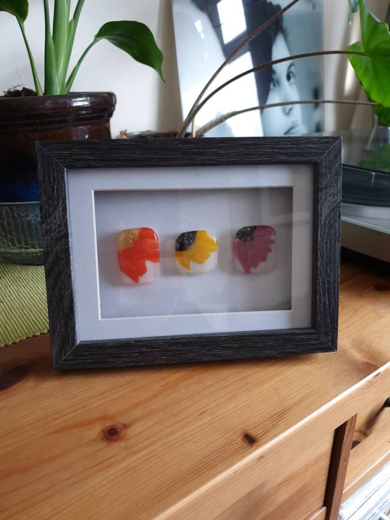 Fused glass flower inspired framed picture. image 4