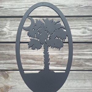 Large palmetto and moon, palmetto and moon, metal art palmetto and moon wall or door hanging