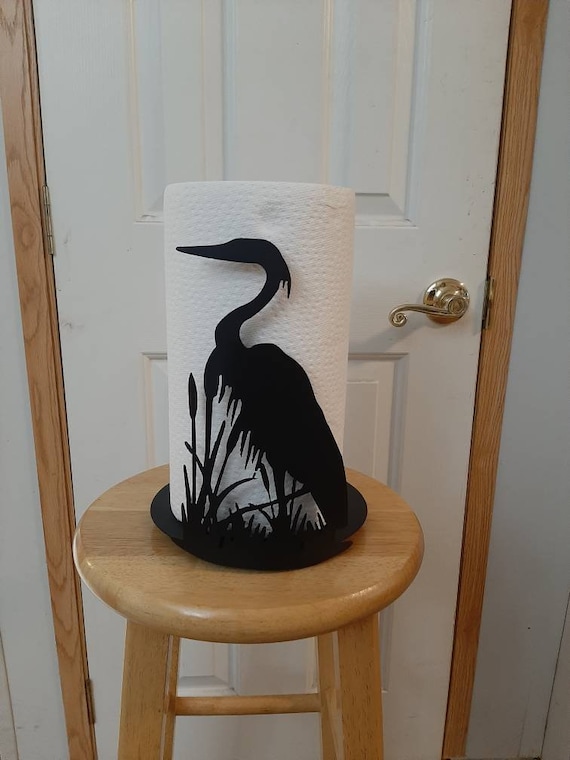 Great blue heron paper towel holder