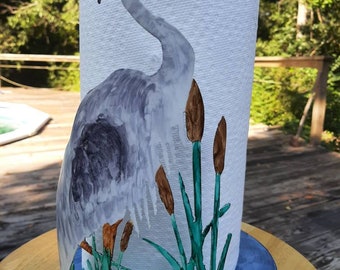 Great blue heron paper towel holder