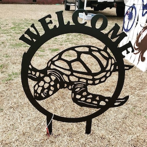 Turtle welcome yard stake