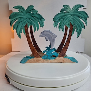 Palm Trees and dolphin on the beach napkin holder