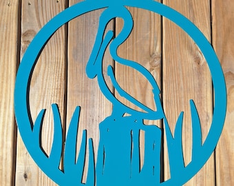 Pelican Metal Wall Art: Powder Coated Steel Sea Bird Decor