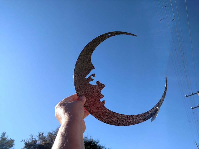 Moon man in the moon Metal wall art moon crescent moon | Etsy