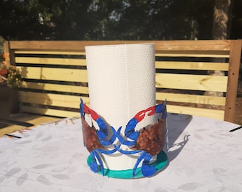Blue crab paper towel holder
