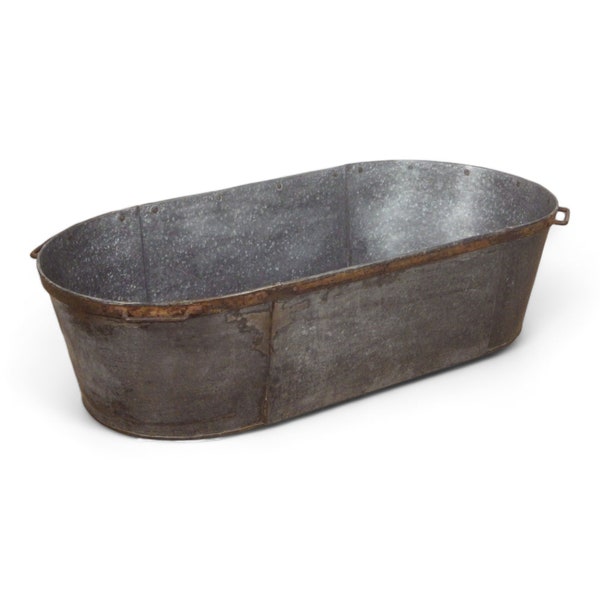 Large Vintage Style Galvanised Metal Bath Tub Planter