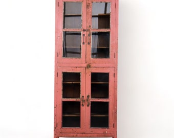 Vintage Tall Solid Wood Indian  Display Cupboard Cabinet