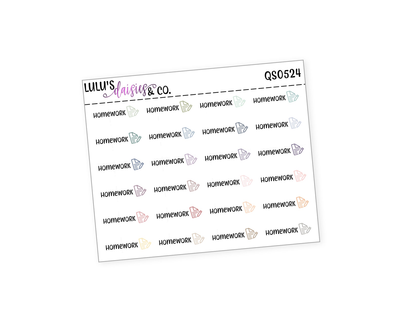 HOMEWORK Words and Icons Planner Stickers Functional | Etsy