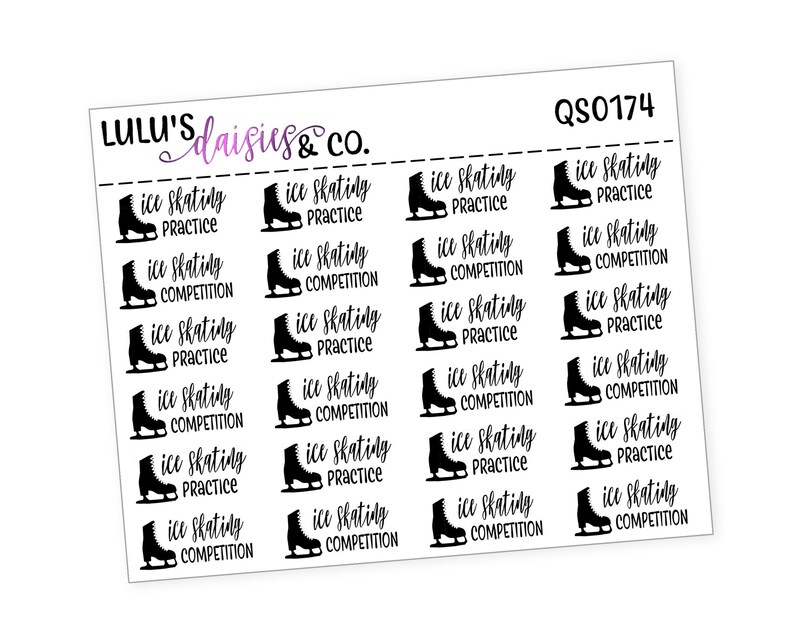 ICE SKATING Words & Icons Planner Stickers Functional Etsy
