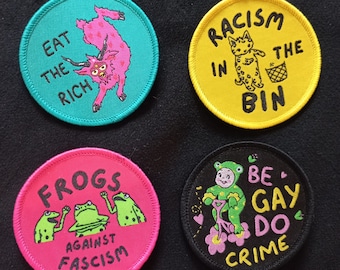 Patch// Eat the Rich Anti Fascist Racism Frogs Sew On