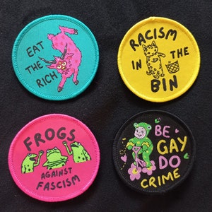 Parche // Ranas antifascistas y racistas que se comen a los ricos para coser