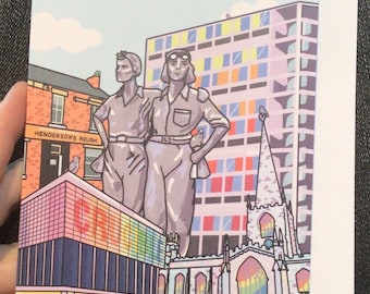 Sheffield Greetings Card Women of Steel Hendos Park Hill Crucible A6 Birthday Yorkshire