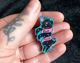 Black Phillip Goat Wooden Brooch 40mm Eco Friendly Badge// Goth The Witch Witchy