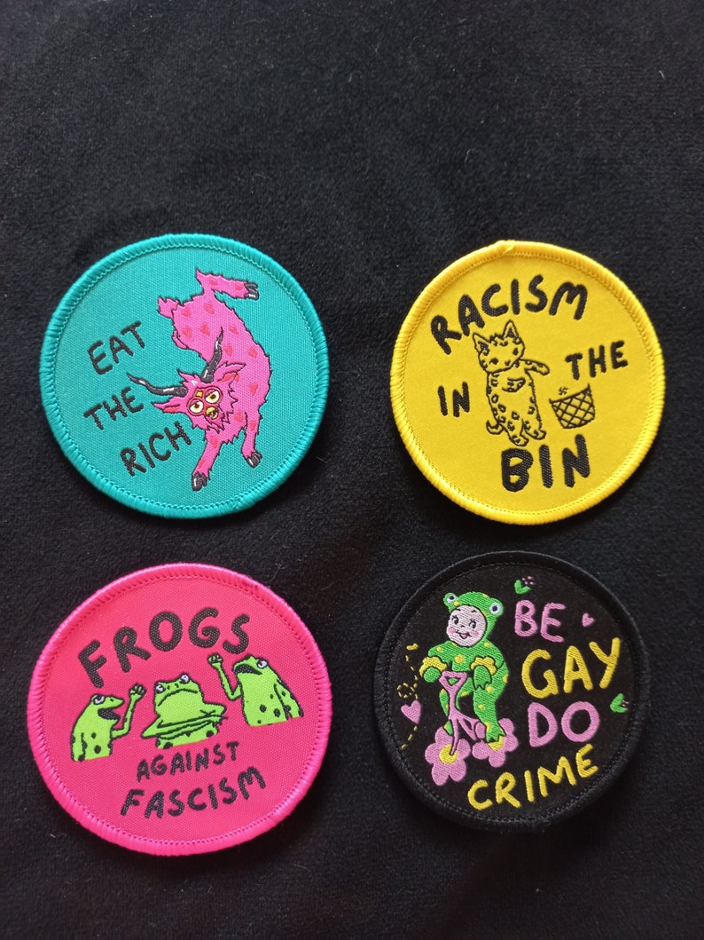 Patch// Eat the Rich Anti Fascist Racism Frogs Sew On image 1