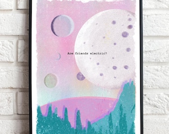 Are Friends Electric? Tubeway Army Gary Numan A4 Print// New Wave Goth 80s Punk Music Lover Gift