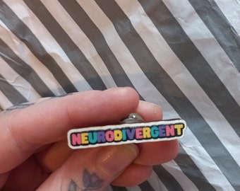 Neurodivergent Wooden Brooch 4cm Eco Friendly Badge Pin//Autistic ADHD ND Neurodiverse Autism