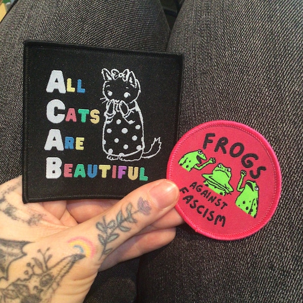 Frogs Against Fascism Patch/ ACAB All Cats Are Beautiful Sew On Punk Patch/ Anti-Fascist Anti Racist