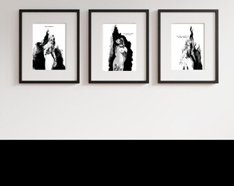 Sisters of Mercy Triptych Body Electric This Place Is Death With Walls A4 Prints // New Wave Goth Post Punk 80s Music Lover Gift Nude Art