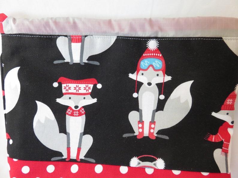 Emily Sack // Red Holiday Foxes // Sock Project Bag image 3