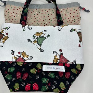 Alyson Mini Tote // Holiday Hounds // Medium Knitting Project Bag image 2