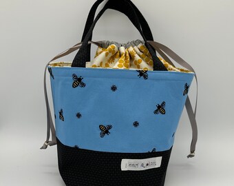 Alyson Mini Tote // NautiCats //  Medium Knitting Project Bag