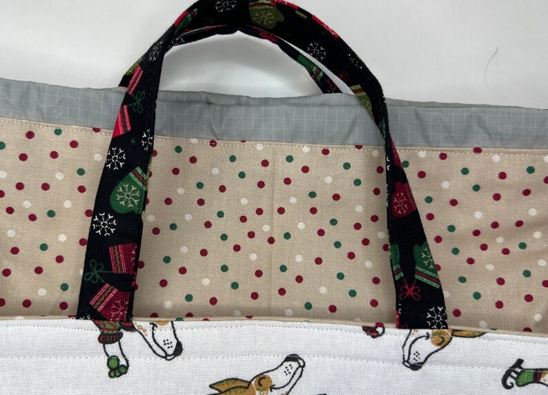 Alyson Mini Tote // Holiday Hounds // Medium Knitting Project Bag image 4