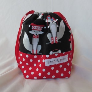Emily Sack // Red Holiday Foxes // Sock Project Bag image 2
