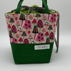 Alyson Mini Tote // Fungis Wear Pink Too // Medium Knitting Project Bag image 4