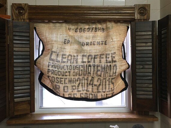 Rustic Coffee Sack Curtain Homemade Curtain Rustic Homemade Etsy