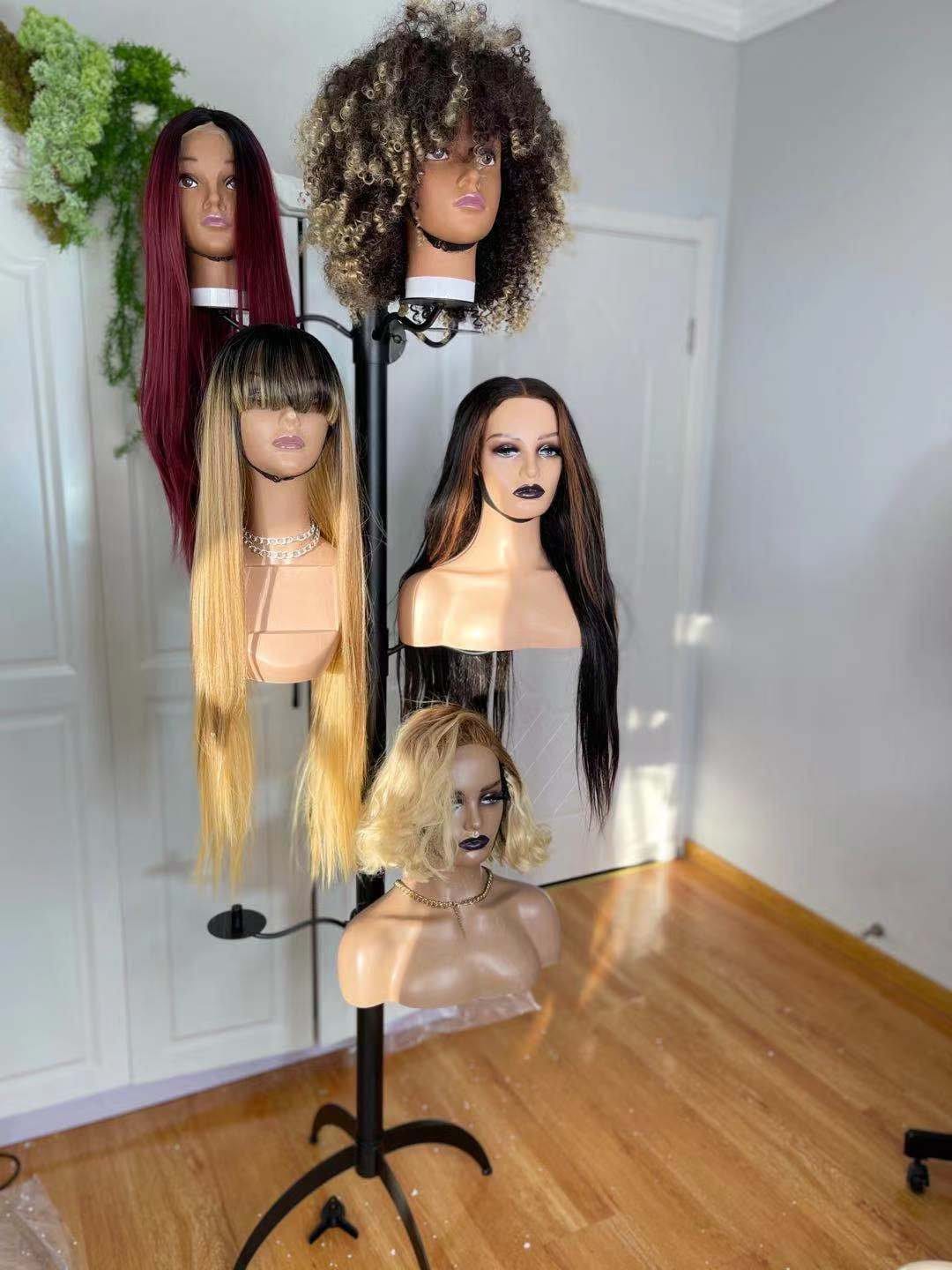Hair wigs with hair stands 3 sets Amazon.com: Mannequin Head with Hair with Tripod Stand - 28  main image 2