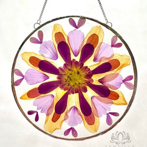 Pressed Floral Glass Mandala by Zentilly®