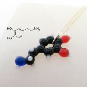 Glass Dopamine Molecule Necklace/ Pendant, Science,Graduation,Biochemistry,Psychology,Chemistry,Chemical Structure Pendant