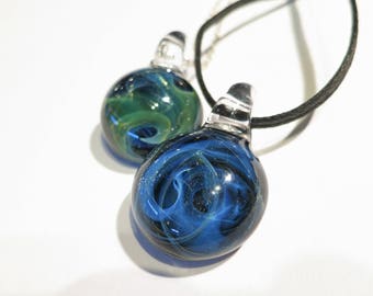 Cremation Jewelry, Ash in Glass Pendant, Memorial Glass Galaxy Necklace