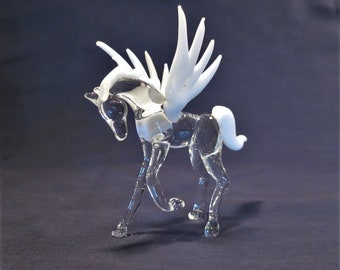 GIFT Details about   PEGASUS HORSE hand blown ART crystal clear GLASS figurine Gild 5 Inches