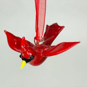 Glass Cardinal, red christmas bird