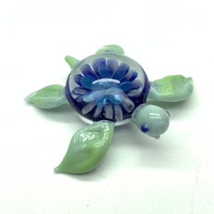 Glass Turtle Figurine Teal /borosilicate glass/ hand blown glass Green