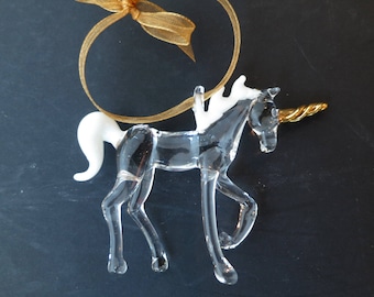 Glass Unicorn Ornament/ Decorative Figurine/ Hanging Ornament