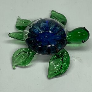 Glass Turtle Figurine Teal /borosilicate glass/ hand blown glass image 3