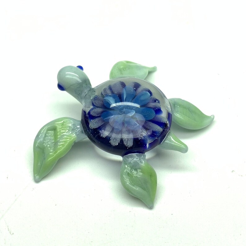 Glass Turtle Figurine Teal /borosilicate glass/ hand blown glass image 7