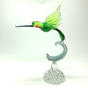 Glass Hummingbird Figurine on Stand/handmade/bird
